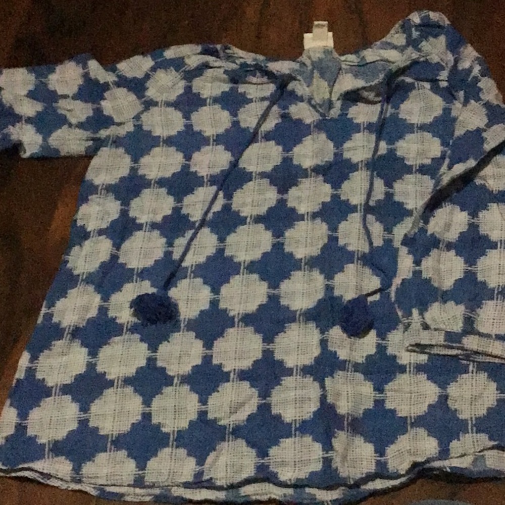Long sleeve royal blue string shirt?